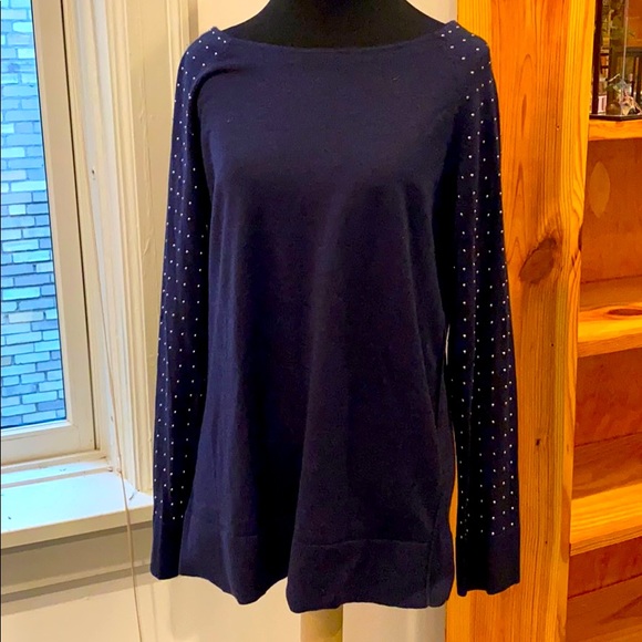 LOFT Sweaters - Navy blue sweater with bead detailing